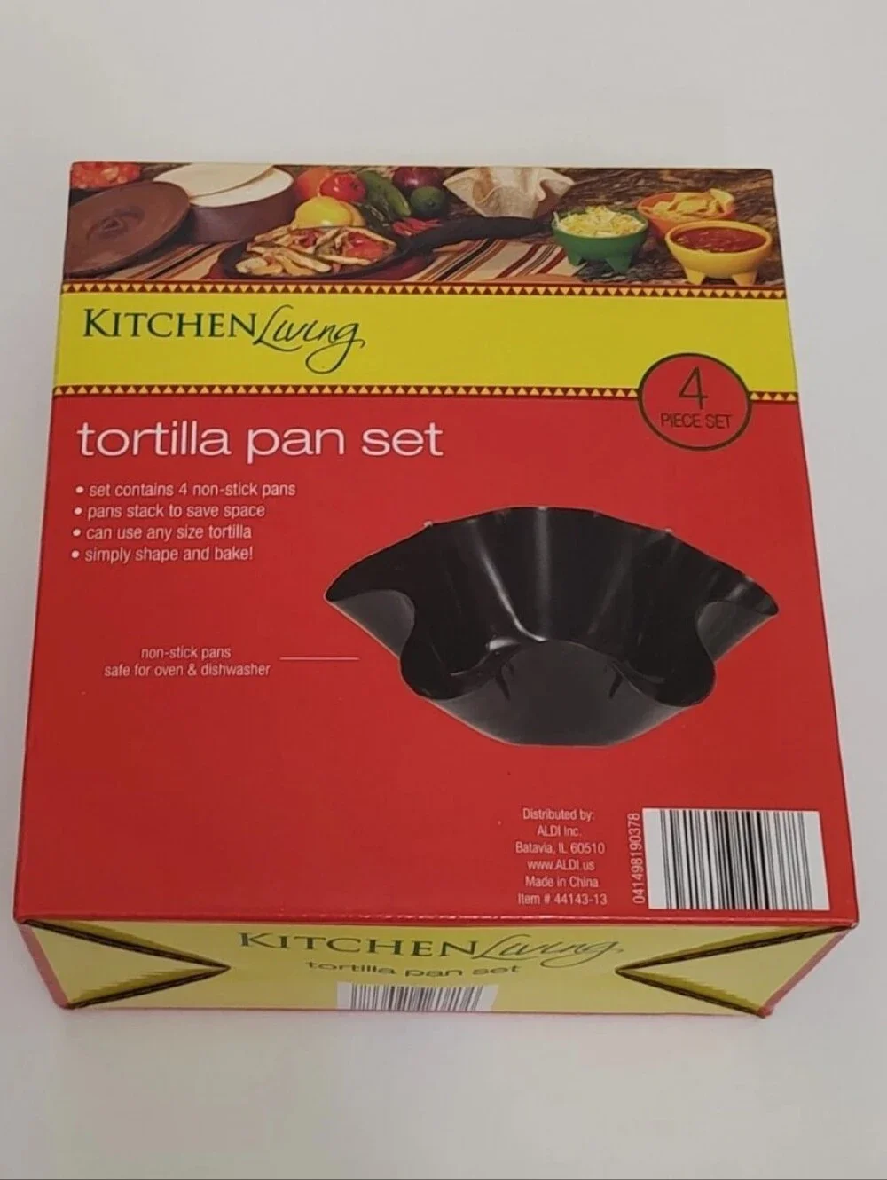 NEW Set of 4 Non Stick Tortilla Shape Pans Oven & Dishwasher Safe Kitchen Living